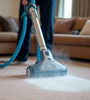 Steam cleaning carpet in Manchester living room